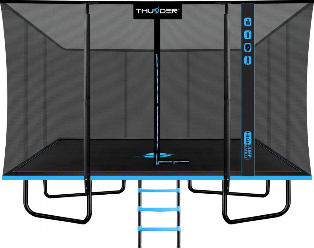 Батут THUNDER OUTSIDE PHENOM з зовнішньою сіткою 8 х 12 футів чорно-блакитний Київ - фото 1