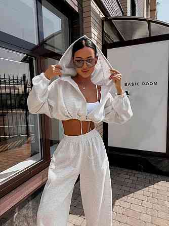 Женский стильный оверсайз костюм двойка: худи и штаны двунитка Одесса