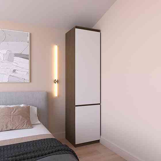 Шафа пенал VAYS R-22 Венге Темний-Білий фасад, з полицями, ЛДСП, 50×50×211 см - для одягу, білизни, зберігання, спальня, передпокій Львів