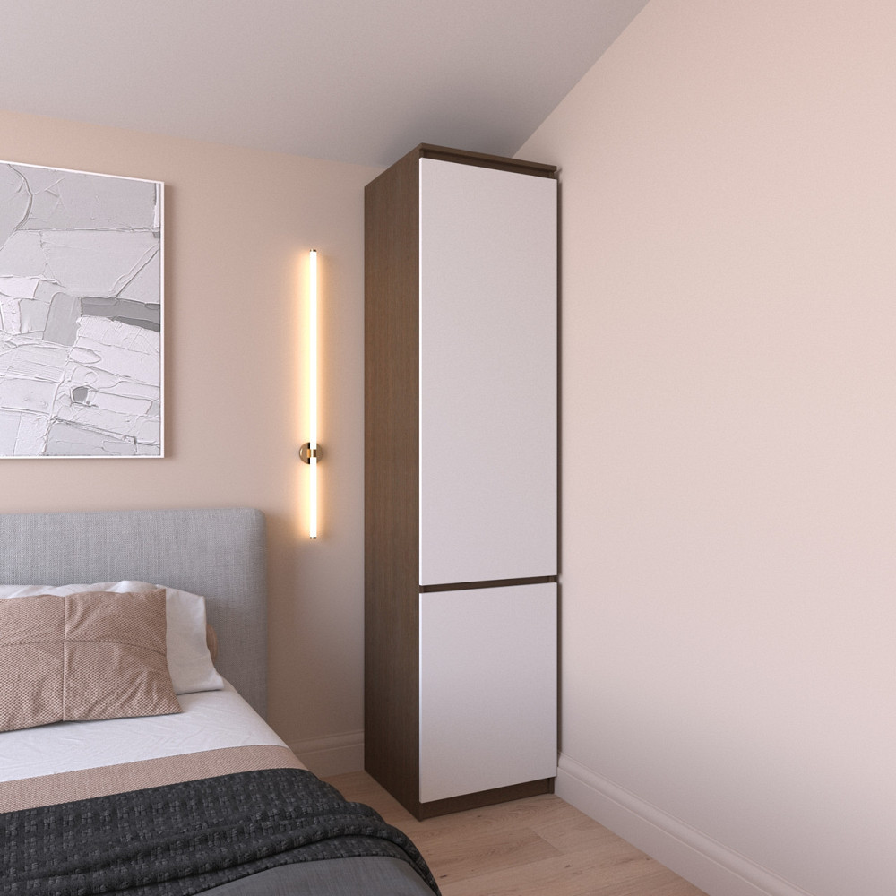 Шкаф пенал VAYS R-22 Венге Темный-Белый фасад, с полками, ЛДСП, 50×50×211 см - для одежды, белья, хранения, спальня, прихожая Львов - изображение 1