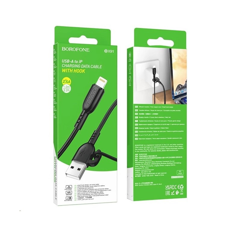 Кабель BOROFONE BX91 USB to iP 2.4A,1m, PVC, PVC connectors, Black Одесса - изображение 2