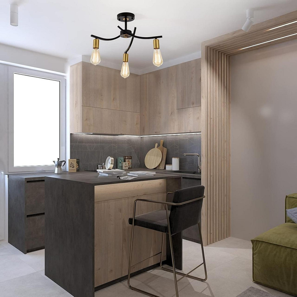 Люстра светильник Plfann 50 см черно-золотой окрашен 3-х ламповый из Германии Днепр - изображение 5