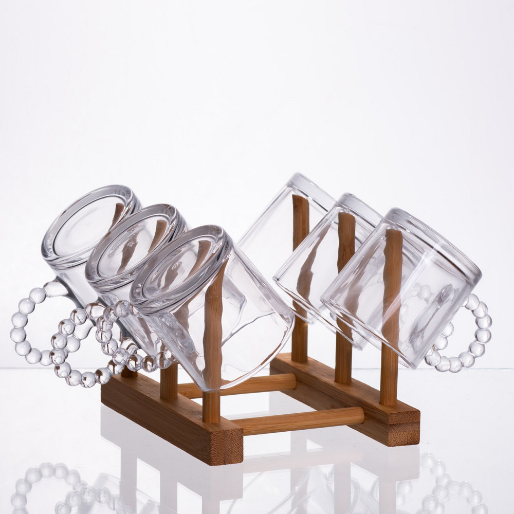 Yiwu Чайний сервіз із товстого скла 8 предметів з бамбуковою підставкою для чашок 64486-23 Коломыя - изображение 6