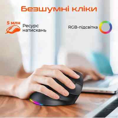 Мишка Meetion BTM010R RGB Bluetooth/Wireless Black (MT-BTM010R-A) Вінниця