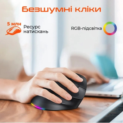 Мишка Meetion BTM010R RGB Bluetooth/Wireless Black (MT-BTM010R-A) Вінниця - фото 4