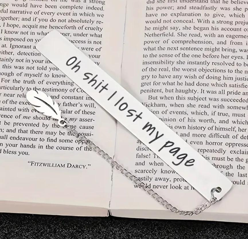 Металева закладка – креативний подарунок для книголюбів | Закладка для книг "Oh shit I lost my page" Київ - фото 1