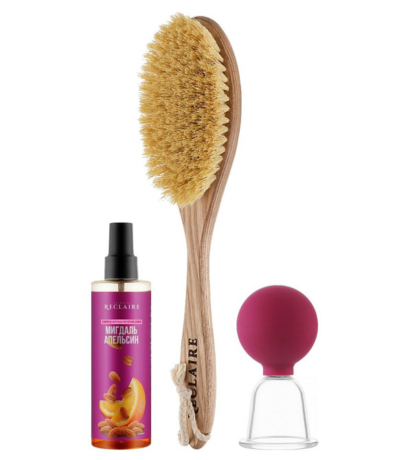 Горячий антицеллюлитный массажный набор Щётка+Масло+Вакуумная банка Reclaire cosmetics Киев - изображение 2