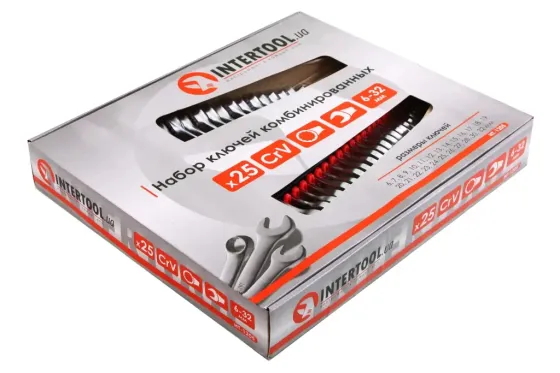 Набір ключів ріжково-накидних 25 ед. Intertool (6-32м) Вінниця
