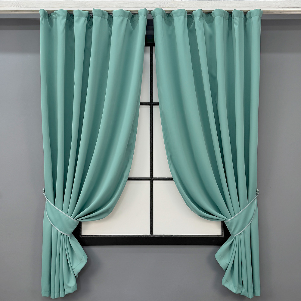 Комплект коротких штор VR-Textil Блэкаут Midnight № 1229ш Бирюзовый 130х170 см 2 шт (35-0454) Киев - изображение 1