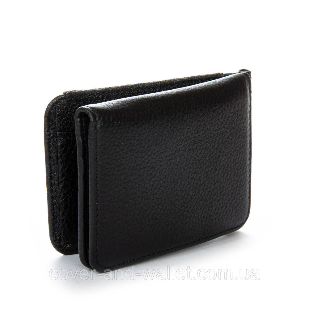 Кожаный зажим для денег и карточек с монетницей черного цвета Bretton Киев - изображение 4