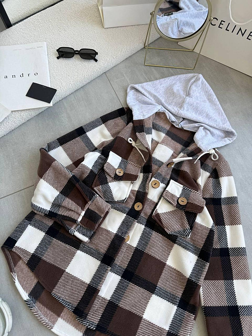 Жіноча тепла оверсайз сорочка з капюшоном турецький двосторонній фліс Полар Шоколад, 48/52 Одеса - фото 8