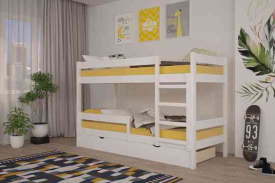 Двухъярусная детская кровать Mebigrand Атланта Мини Белый (RAL9003) 80х190 см с ящиками (DMBG-2442) Днепр