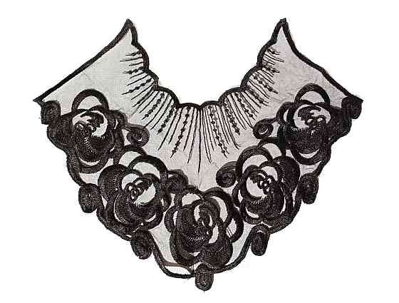 Аппликация пришивная черная ажурная Цветы Киев