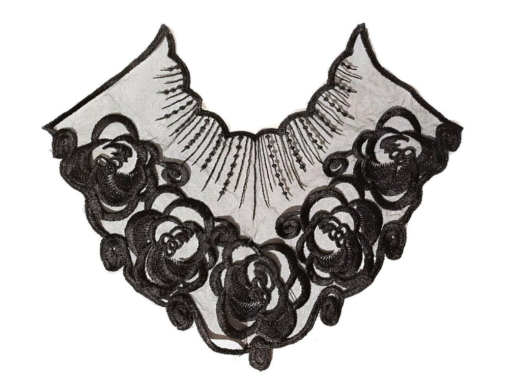 Аппликация пришивная черная ажурная Цветы Киев - изображение 2