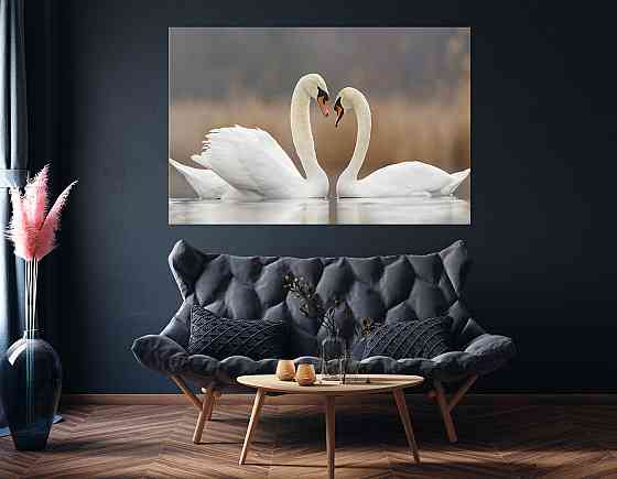Картина холст в гостиную / спальню  Пара Лебедів       MLP_8 80х160см Киев