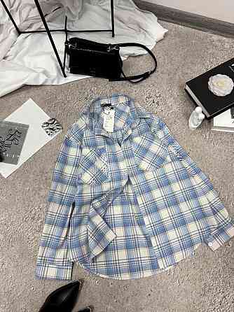 Женская повседневная оверсайз рубашка в клетку фланель 100% коттон Одесса