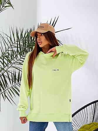 Женская базовая удлиненная худые с двойным глубоким капюшоном турецкий тринит, петля ПЕНЬЕ Салатовый Одесса