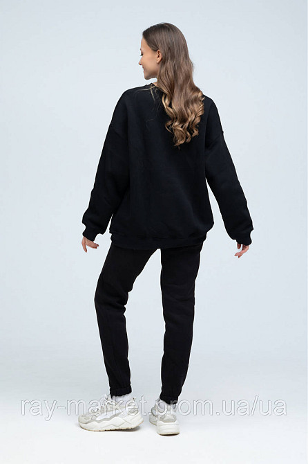 Костюм оверсайз свитшот и штаны Ray Basic утепленный женский черный Киев - изображение 5