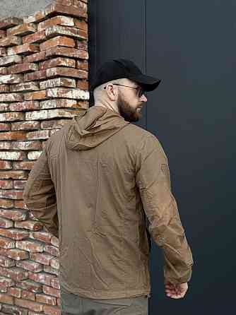 Тактична куртка Pave Hawk койот з аквамолніями, липучками для шевронів і вітрозахистом Львів