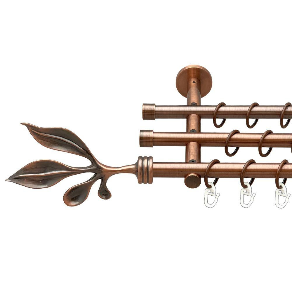 Карниз Orvit Баваро металевий трирядний циліндр (20 см) гладка труба кільце металеве Мідь 16\16\16 мм 120 см (00-00020301) Львів - фото 1