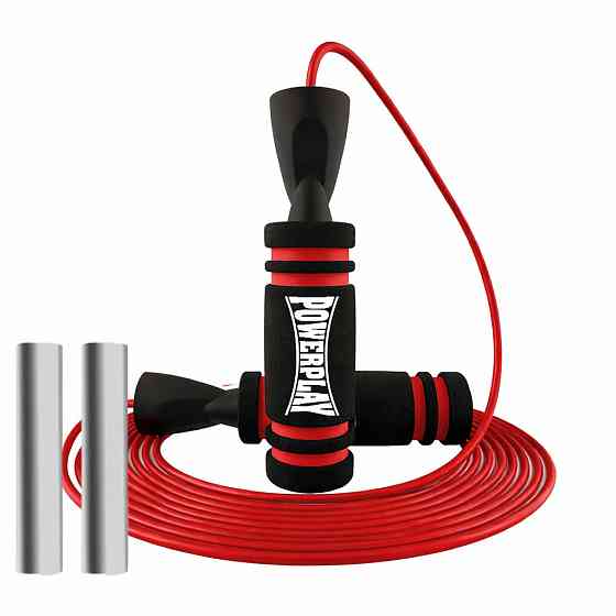 Скакалка швидкісна PowerPlay 4212 X ROPE з обтяжувачами Чорно/Червона (120г*2) 3м. Кам'янське