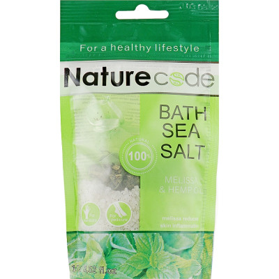 Соль для ванн Nature Code морская Трава мелиссы и конопляное масло 100 г (4820205302091) Винница - изображение 1