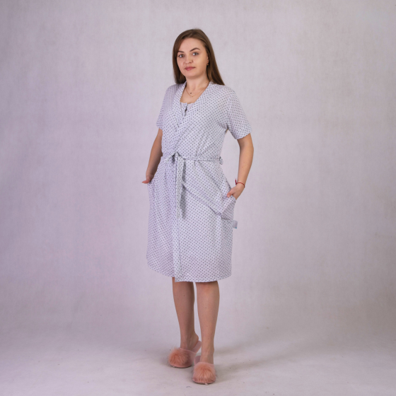 Халат та сорочка для вагітних та годування грудьми розмір 50/52 (XL/XXL) Горох Tiana Сірий Кривий Ріг