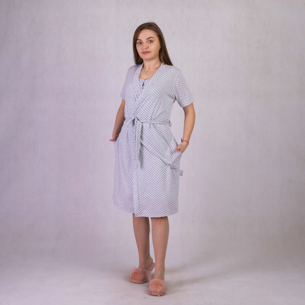 Халат та сорочка для вагітних та годування грудьми розмір 50/52 (XL/XXL) Горох Tiana Сірий Кривий Ріг - фото 2