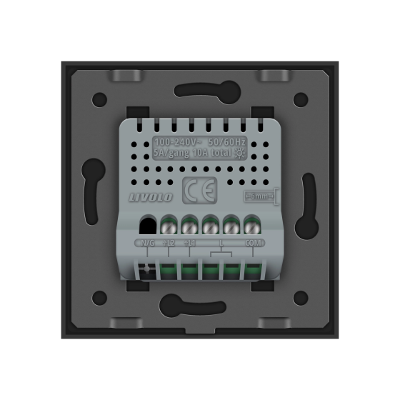 LIVOLO Розумний сенсорний прохідний/перехресний EC вимикач 2 сенсора Livolo чорний скло (VL-M7F Коломия