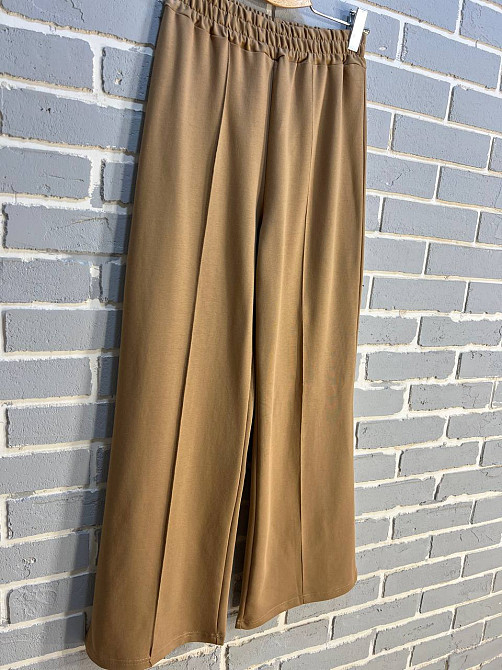 Брюки женские MY CITY 8286 широкие клеш от бедра шов стрелка впереди высокая посадка капучино, капучино, L Киев - изображение 17