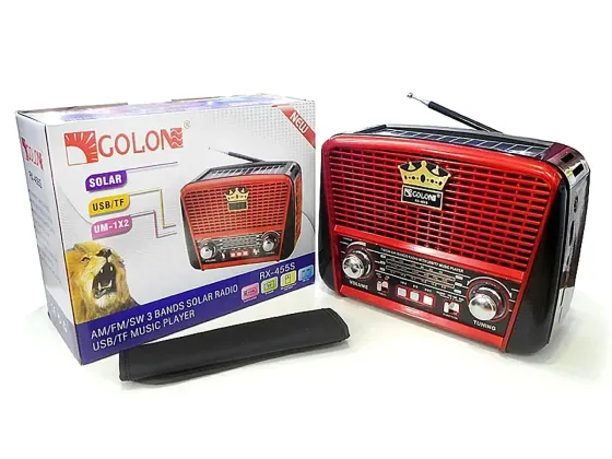 Радіоприймач Golon SOLAR RX-455S всехвильовий з LED ліхтариком, MP3, USB, TF, сонячна панель Одеса