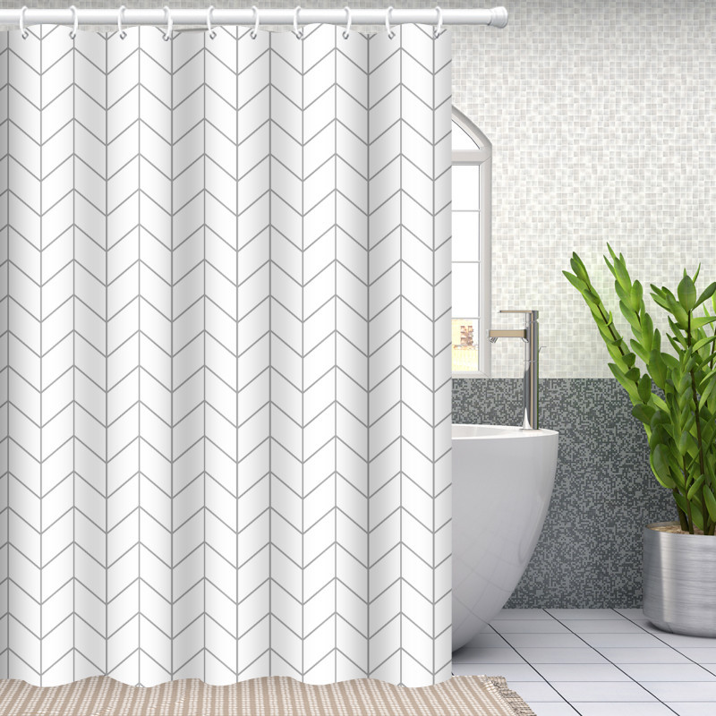 Шторка для ванної кімнати Bathlux 180 x 180 см люкс якість з водовідштовхувальним покриттям, Біла з сірими ромбами Кам'янець-Подільський - фото 2