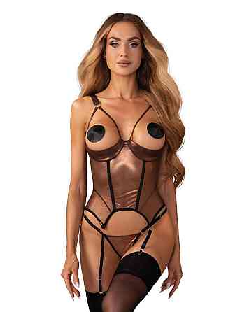 Корсет Obsessive Soranna cupless corset & crotchless thong 2XL/3XL Sex Aura Київ