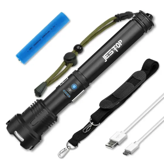 Потужний тактичний ліхтар JESTOP XHP99 + COB, 90 000 люмен, Zoom, Power Bank, USB-акумуляторний Київ