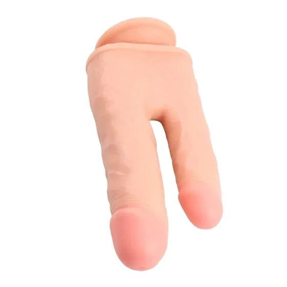 Фаллоимитатор двойной с мошонкой Chisa Ballsy Super Cock Bromeo # 02 на присоске, телесный Sex Aura Киев