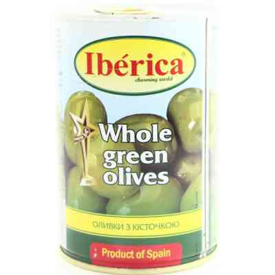 Овочева консервація Iberica Оливки зелені з кісточкою 420 г (8436024295399) Вінниця