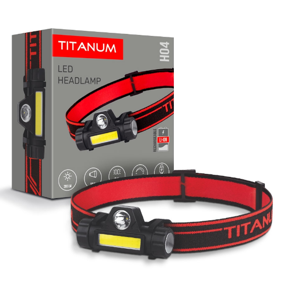 Ліхтарик LED налобний 200Lm 6500К чорний TLF-H04 Titanum Житомир - фото 1