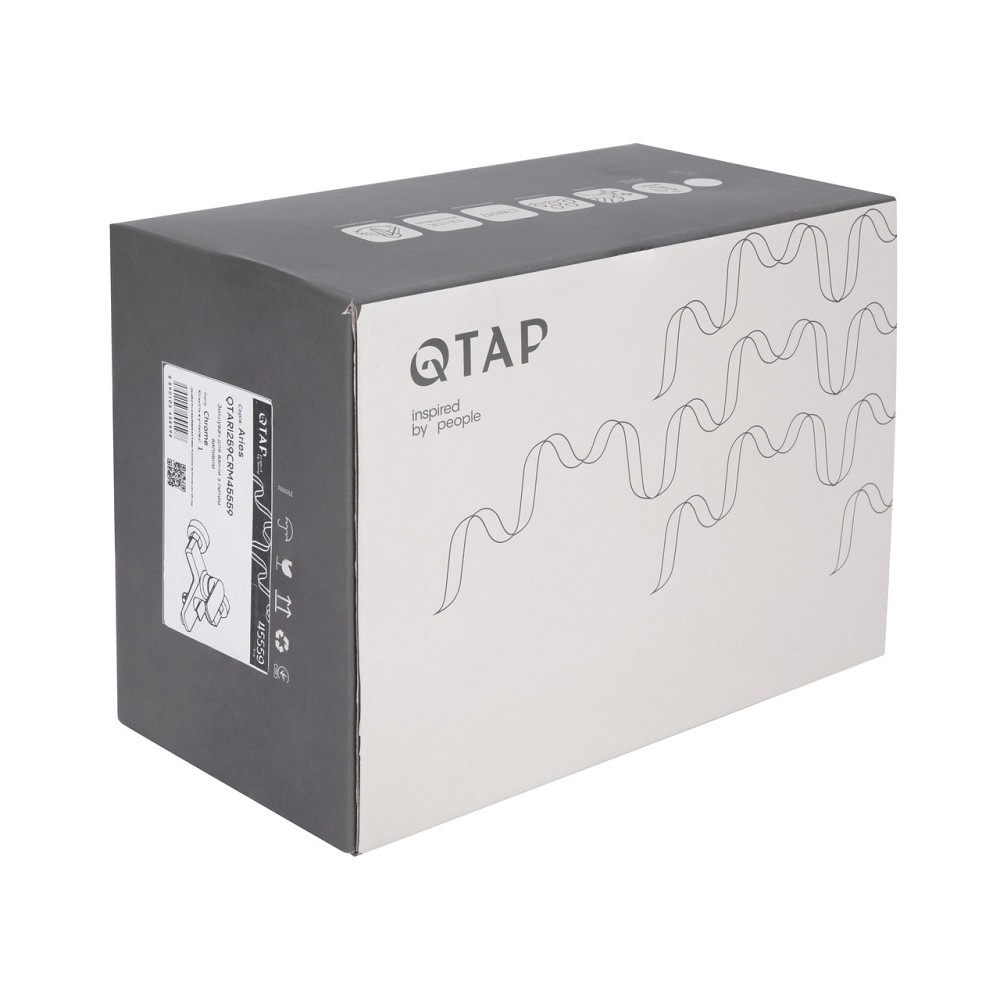 Змішувач для ванни Qtap Aries (з душовим гарнітуром) QTARI259CRM45559 Chrome Київ - фото 8
