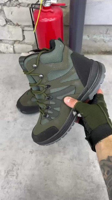 Зимние ботинки тактические мужские теплые на овчине берцы высокие олива Одесса - изображение 13