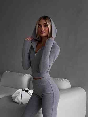 Стильний жіночий костюм з еластичного трикотажу двонитка. Меланж, 46/48 Одеса