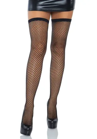 Панчохи-сітка зі швом ззаду Leg Avenue Bow back seam thigh highs One size Black, атласний бант Львів