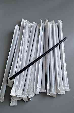 Трубочка для напоїв в індивідуальному пакованні d6.8-21см Чорна (200 шт.) Харків