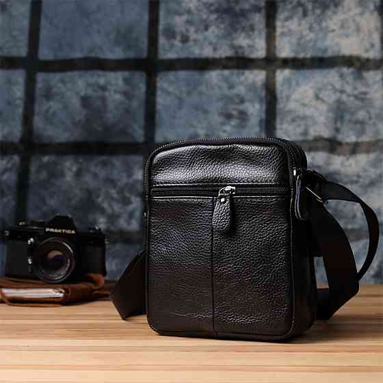 Чоловічі сумки на плече з натуральної шкіри Vintage 23020 Чорний Київ