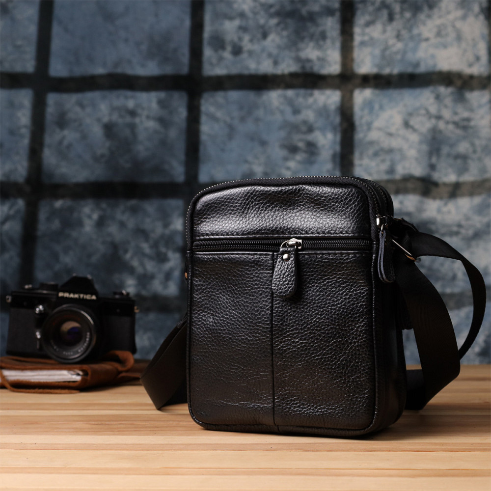 Мужская сумка на плечо из натуральной кожи Vintage 23020 Черный Киев - изображение 2