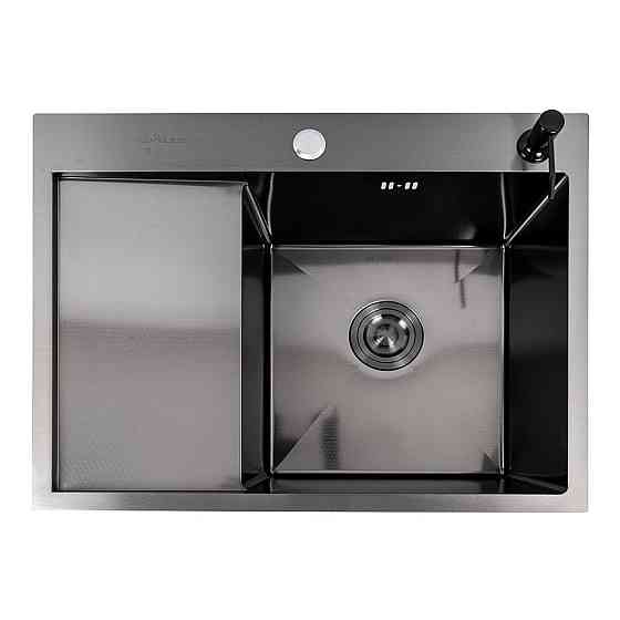 Мийка кухонна нержавіюча сталь PVD чорна для кухні VALESO CM 65*50 R DÉCOR Handmade 3.0/0.8 Коломыя