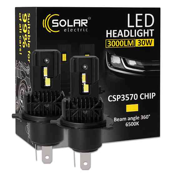 Автолампа Solar LED H4 12/24V 30W 3000Lm 6500K CSP3570 2шт Львів