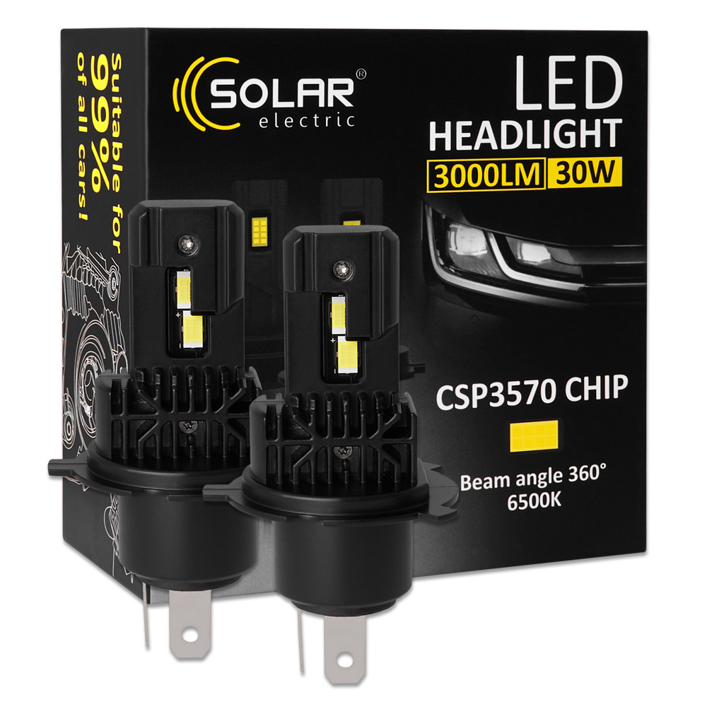 Автолампа Solar LED H4 12/24V 30W 3000Lm 6500K CSP3570 2шт Львів - фото 1