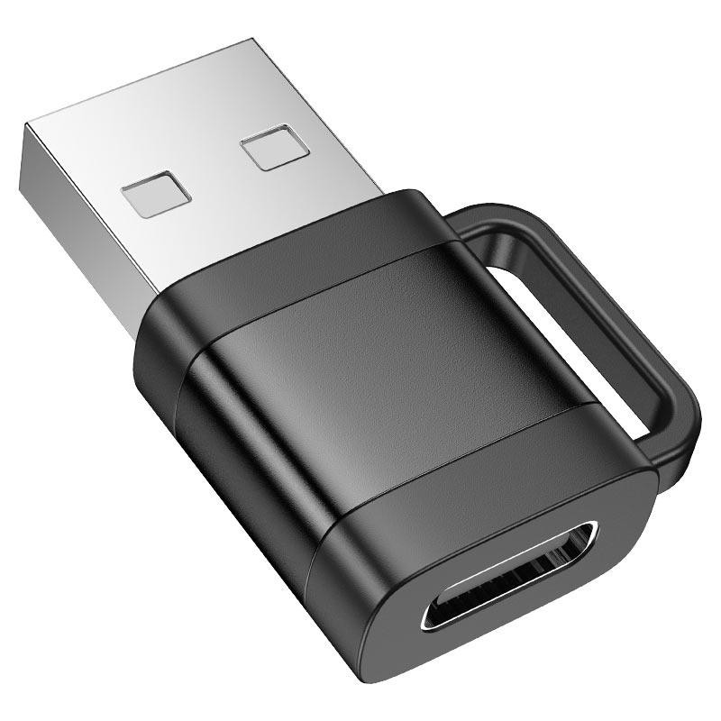 Адаптер HOCO UA31D USB male to Type-C female USB2.0 adapter Black Київ - фото 1