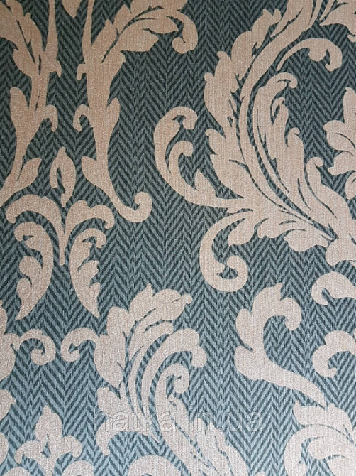 Текстильні шпалери на флізеліновій основі Cador Rasch Textil 086637 чорна основа зигзаги вензелі коричневі Київ - фото 2