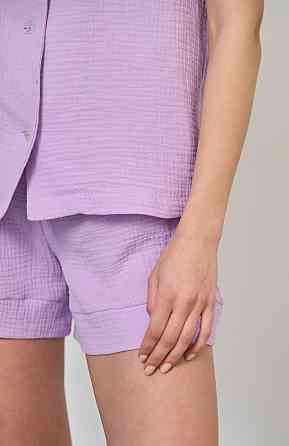 Мусліновий комплект жіночий шорти і сорочка лавандовий M Харків
